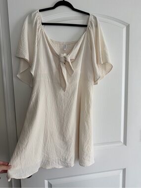 Amazon Cream Tie-Front Mini Dress